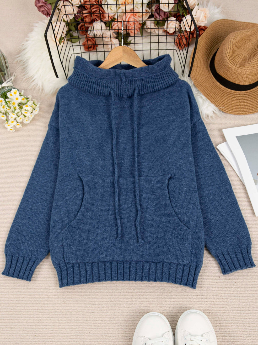 Zelina - Long Sleeve Sweater With Pocket