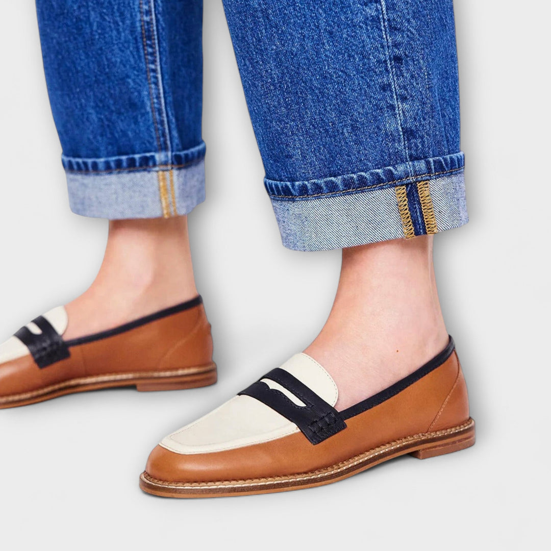 Sophia | Brown Color Block Moccasins