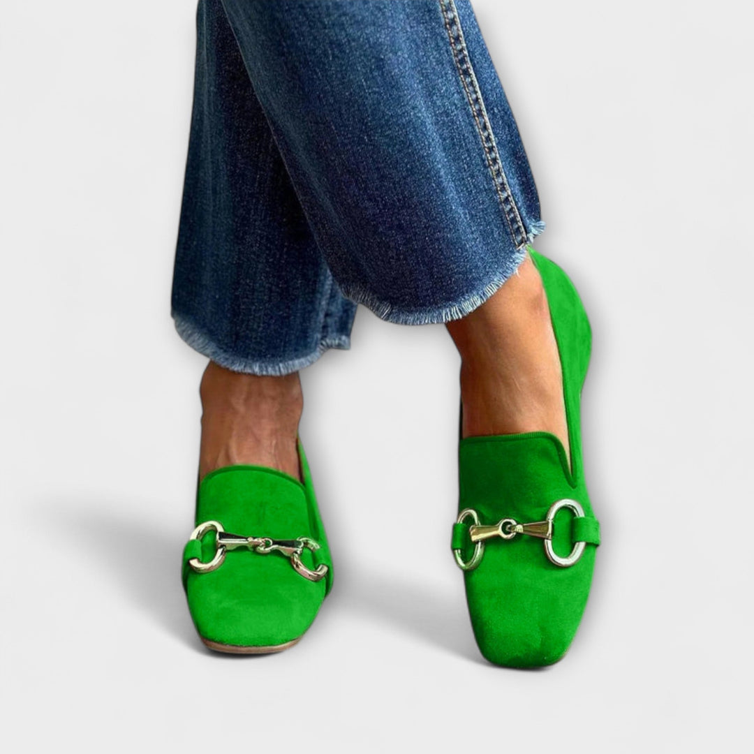 Sophia | Square Toe Loafers With Buckle