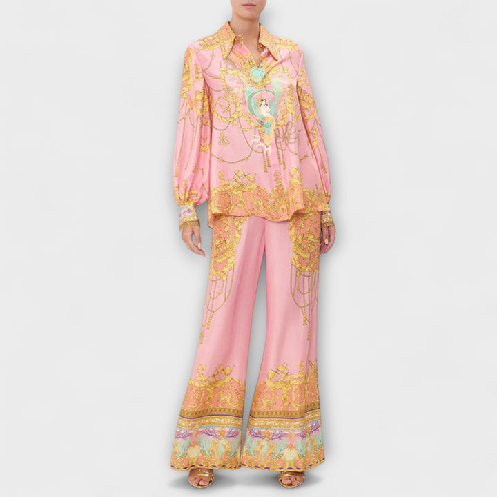 Sage - Mermaid Relaxed Shirt and Elastic Waist Pants Set