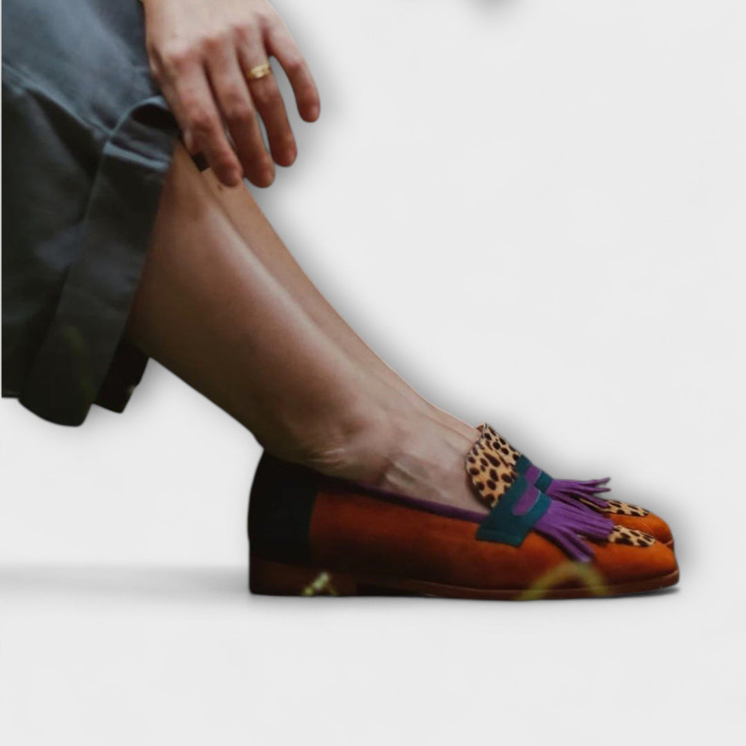 Sophia | Brown Moccasin With Leopard Print