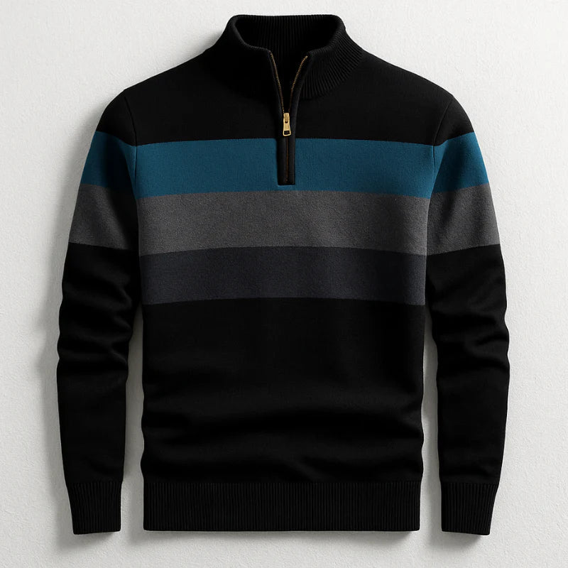 Douglas | Classic Striped Quarter-Zip Sweater