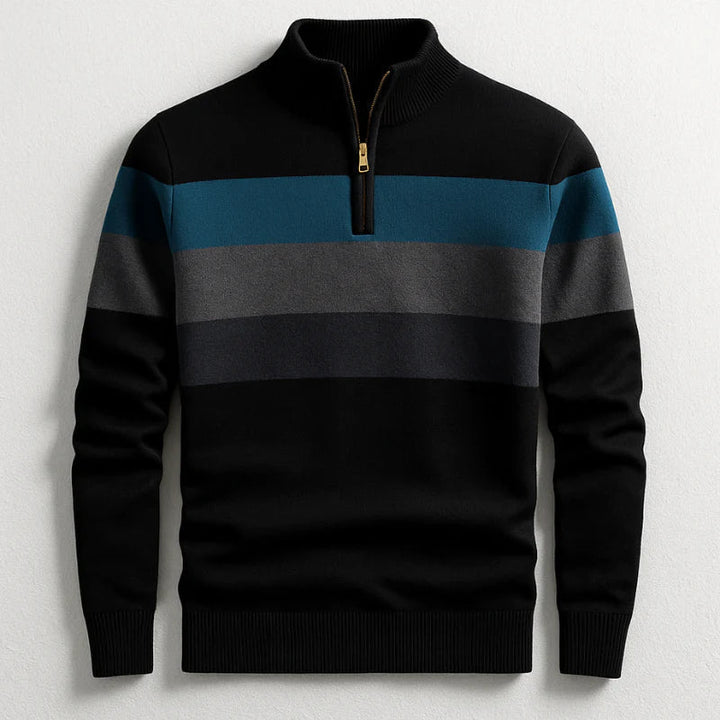 Douglas | Classic Striped Quarter-Zip Sweater