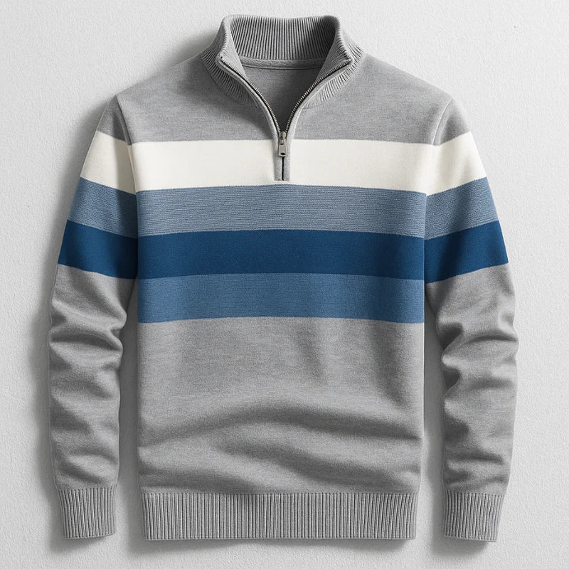 Douglas | Classic Striped Quarter-Zip Sweater
