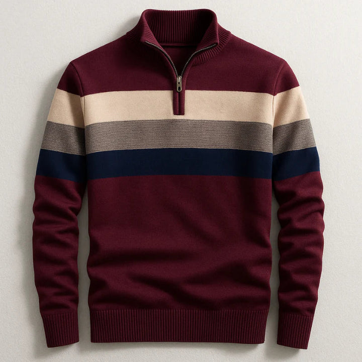 Douglas | Classic Striped Quarter-Zip Sweater