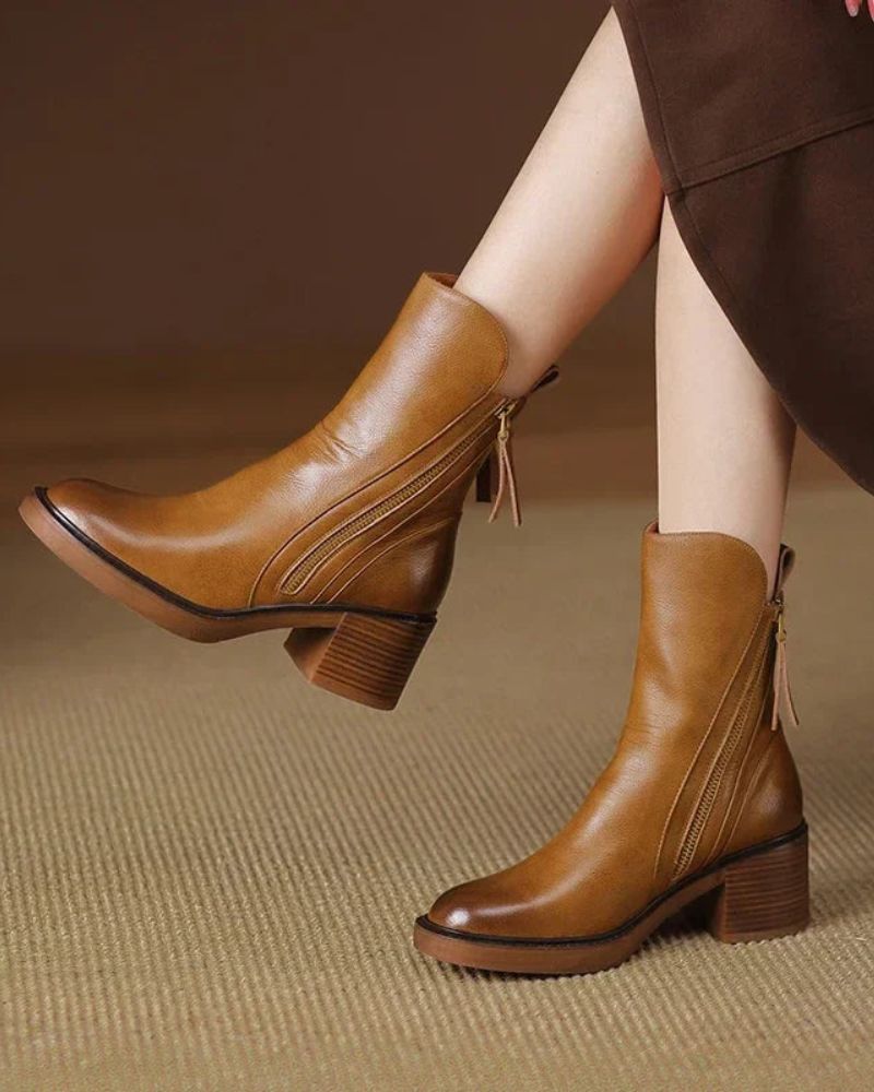 Anna | Elegant leather boots with a comfy heel