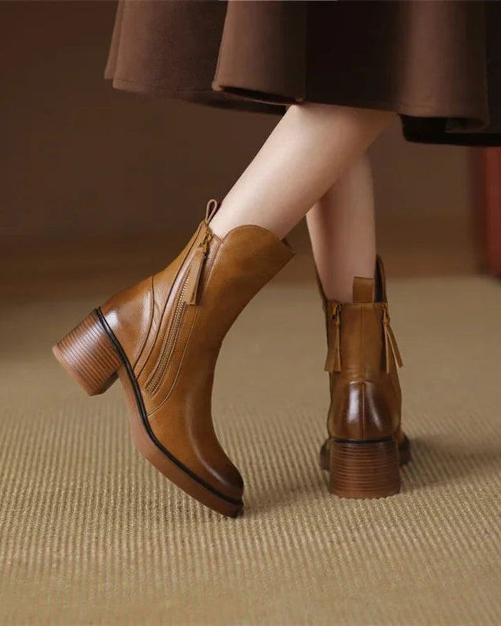 Anna | Elegant leather boots with a comfy heel