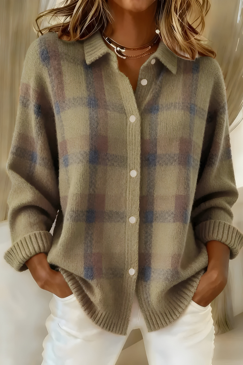 Adeline™ | Soft Knit Checkered Cardigan