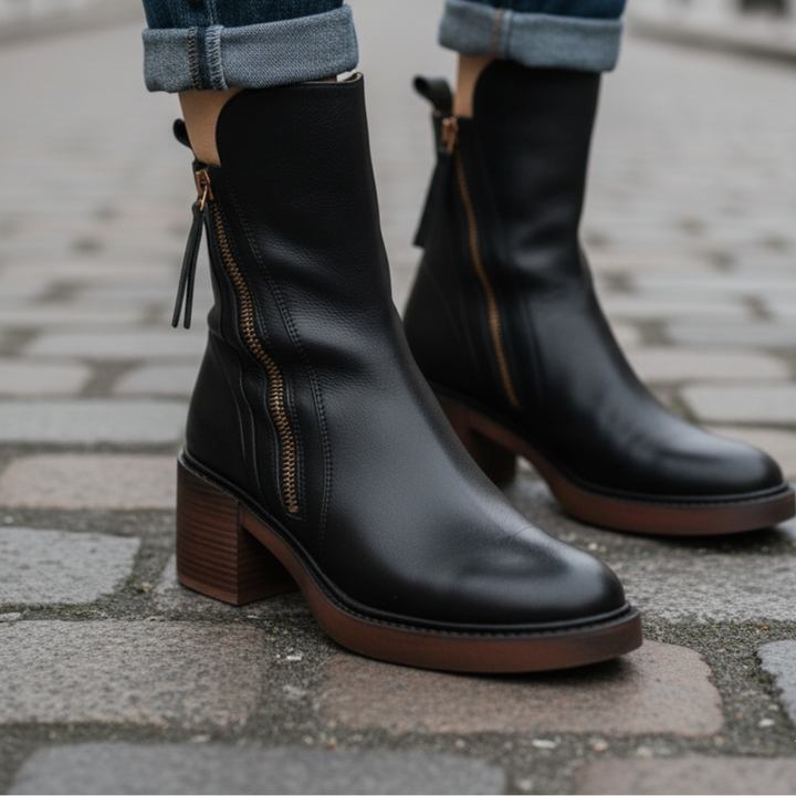 Anna | Elegant leather boots with a comfy heel