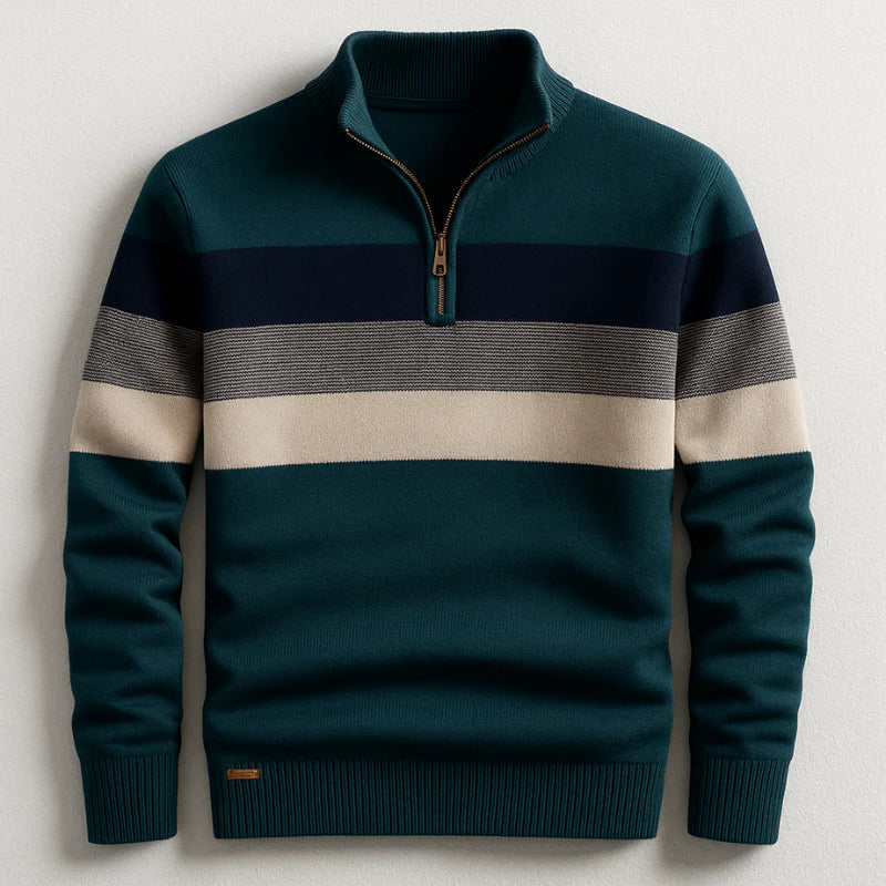Douglas | Classic Striped Quarter-Zip Sweater