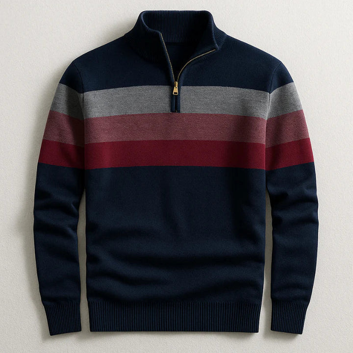 Douglas | Classic Striped Quarter-Zip Sweater