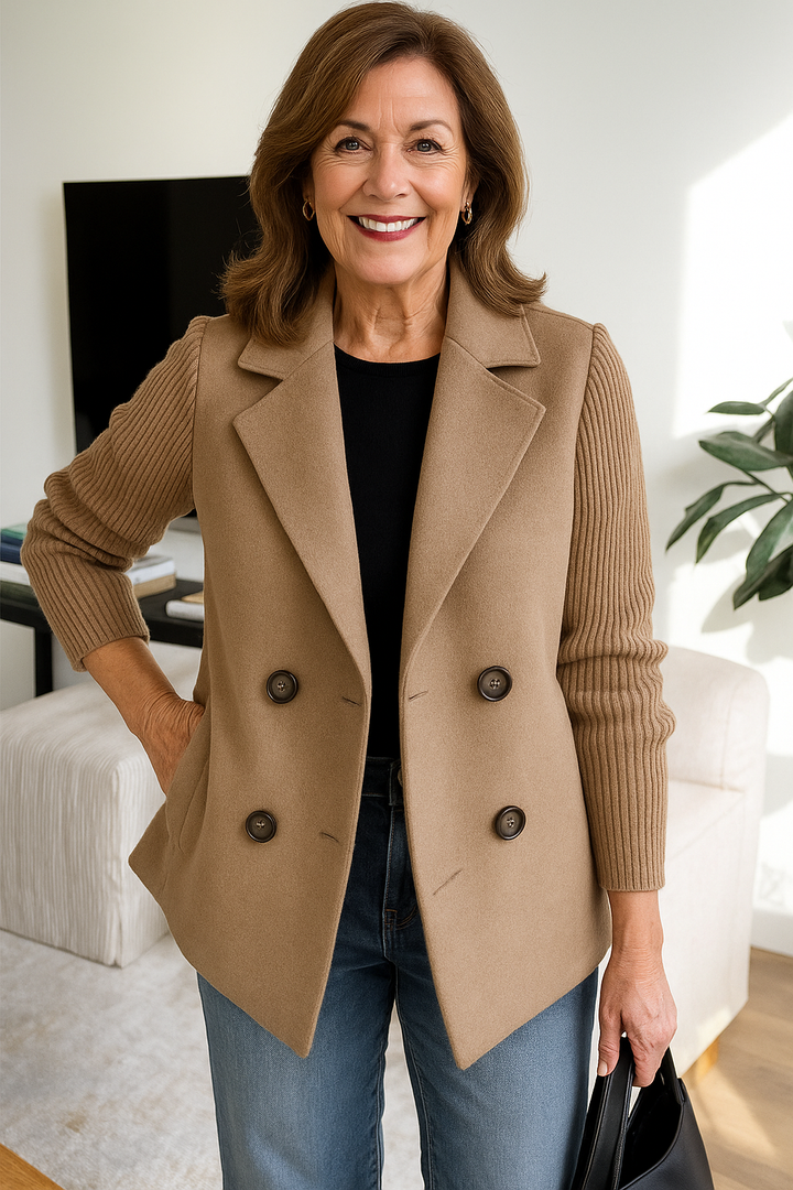 Sorelle | Elegant Knit-Sleeve Jacket