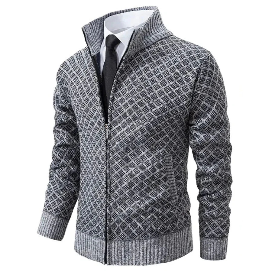 Cole | Diamond-Knit Zip Cardigan