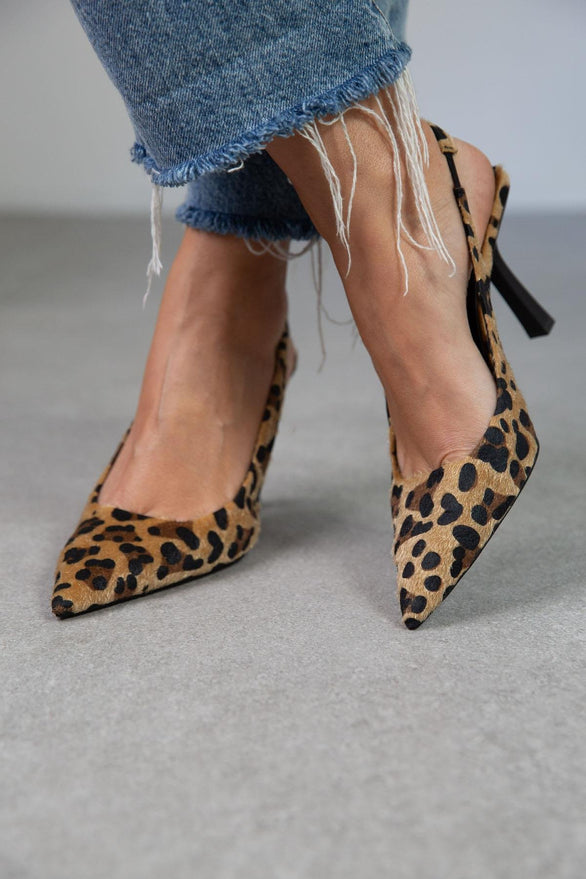 Liorina | Khaki Leopard Print Pointed Toe Heels