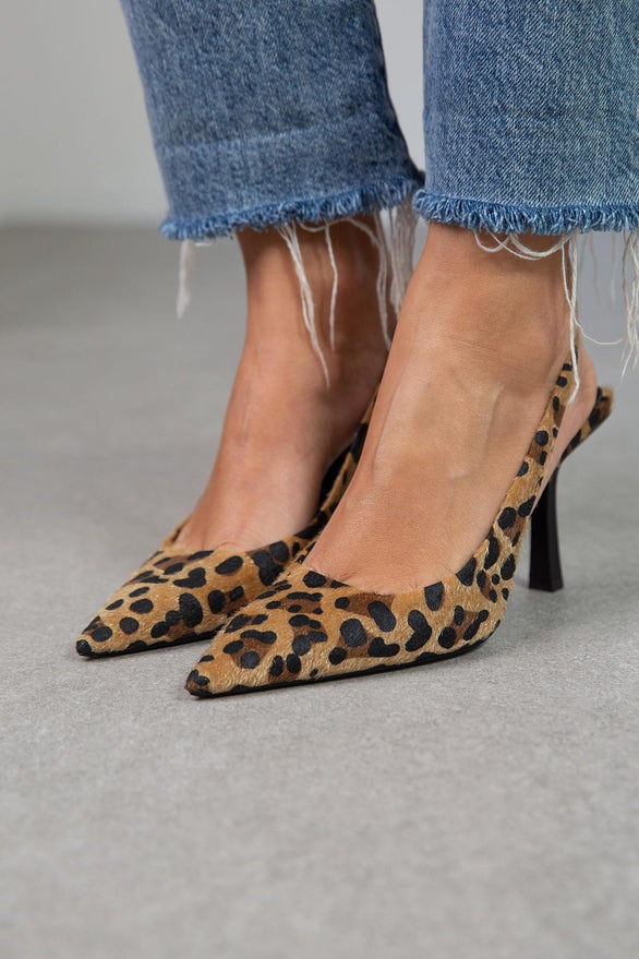 Liorina | Khaki Leopard Print Pointed Toe Heels