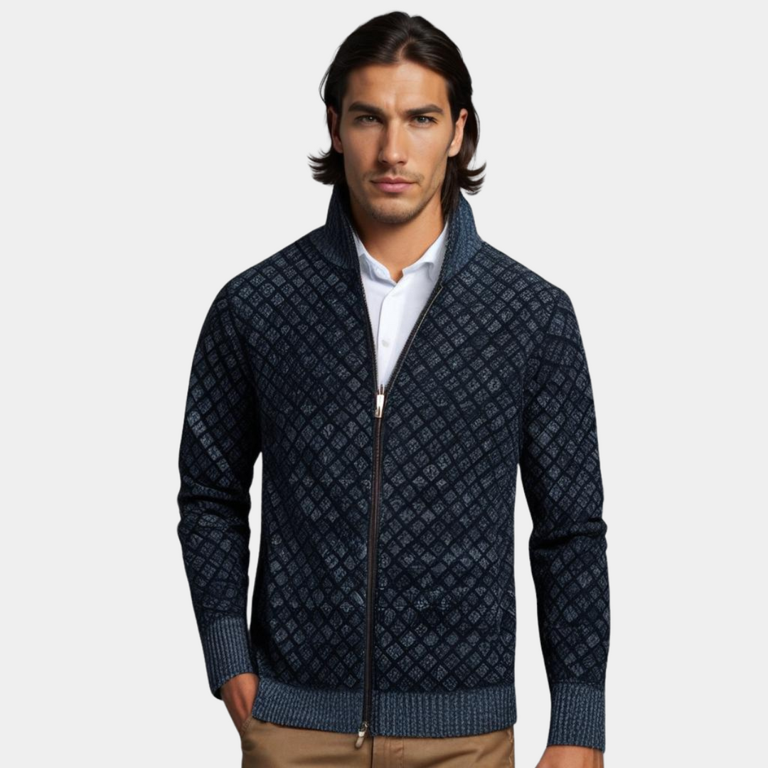 Cole | Diamond-Knit Zip Cardigan