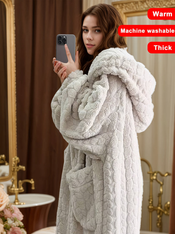 Lucy™ - Cozy Coral Fleece Hooded Robe