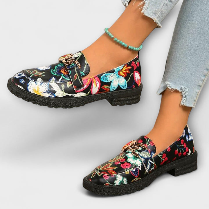 Elena | Floral Multicolored Moccasins