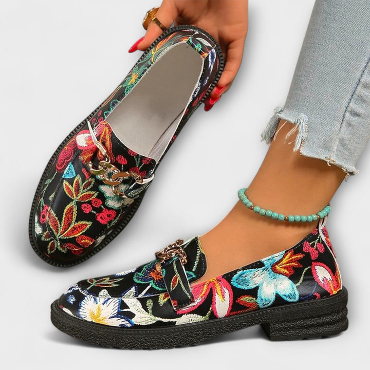 Elena | Floral Multicolored Moccasins