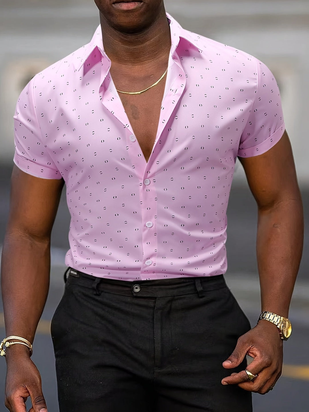 Elias | Modern Printed Short-Sleeve Button Shirt